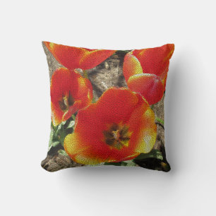Mosaic Tulip Throw Pillow
