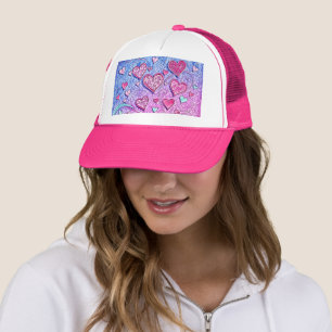 Mosaic Valentine Hearts Trucker Hat