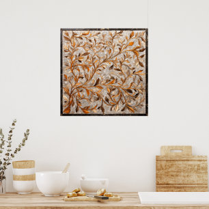 Mosaic wall art with leaves pattern