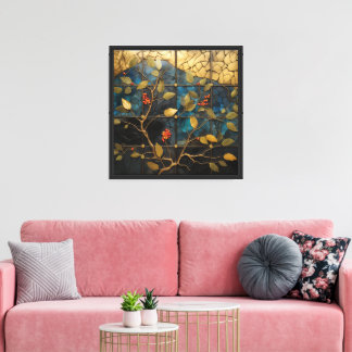 Mosaic wall art with leaves pattern