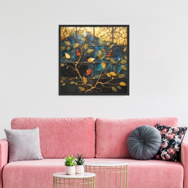  Mosaic wall art with leaves pattern (Insitu(LivingRoom))