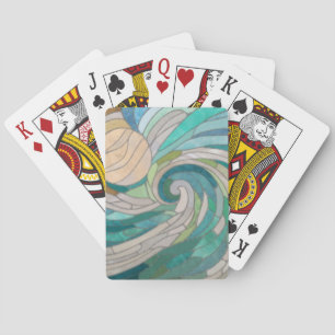 Mosaic Wave and Moon Playing Cards