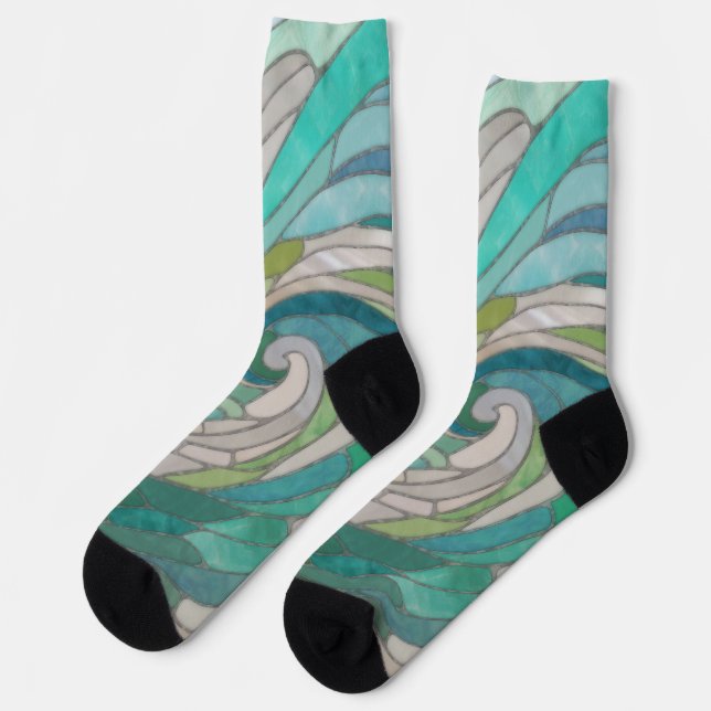 Mosaic Wave and Moon Socks (Left)