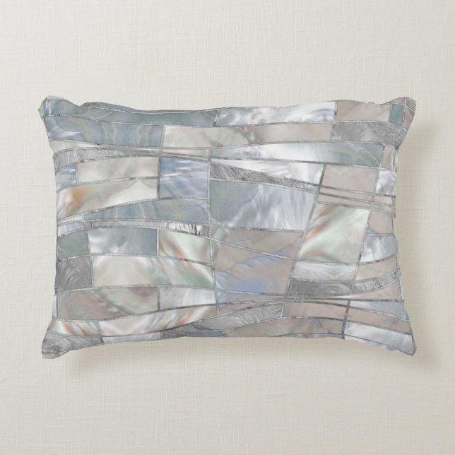 Mosaic Waves Art - Just Pearl Decorative Cushion (Front)