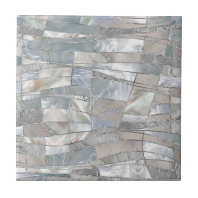 Mosaic Waves Art - Just Pearl Tile (Front)