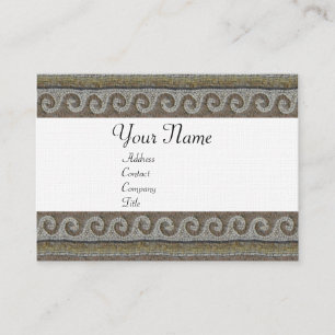 MOSAIC WAVES , light grey brown white linen Business Card