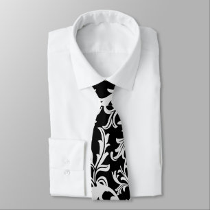 Mosaic ًWhite leaves, floral pattern, love nature Tie