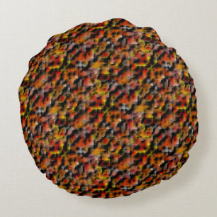 Mosaic with mix of red and carved gradient stains round cushion