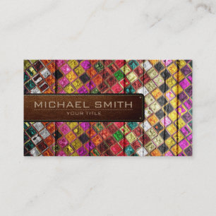 Mosaic Wooden Elegant Leather Look #10 Business Card