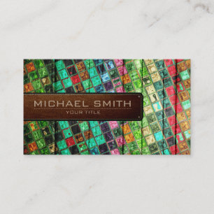 Mosaic Wooden Elegant Leather Look #13 Business Card