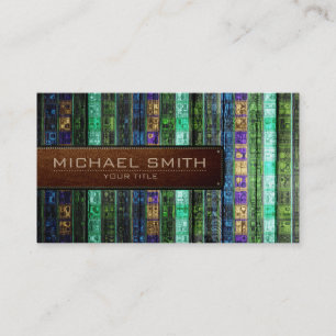Mosaic Wooden Elegant Leather Look #17 Business Card
