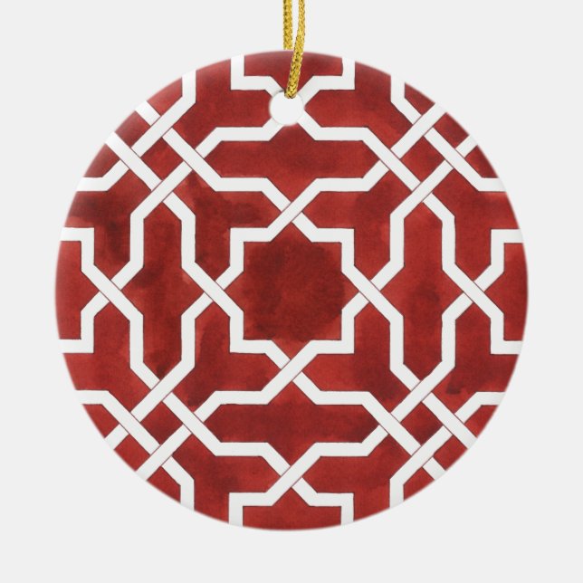 Mosaïque andalouse rouge ALHAMBRA Ceramic Tree Decoration (Front)
