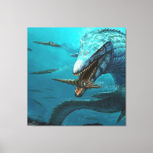 Mosasaurus hunting canvas print