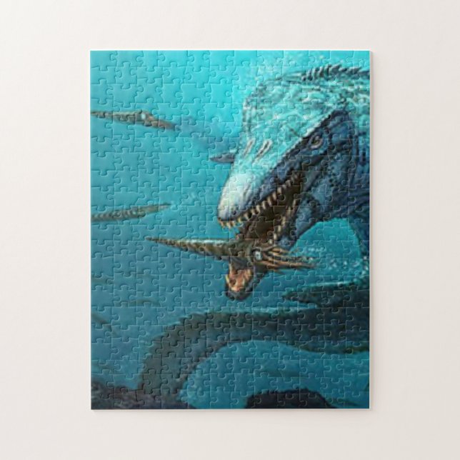 Mosasaurus hunting jigsaw puzzle (Vertical)