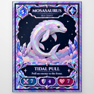 Mosasaurus, Rainbow Foil Art Postcard