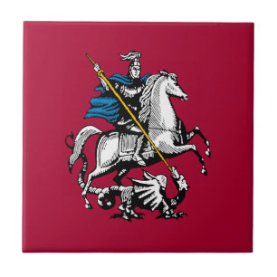 Moscow city Russia flag symbol saint george knight Tile