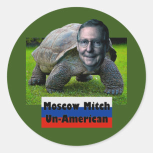 Moscow Mitch is Un-American, Turtle, Flag, ZFJ Classic Round Sticker