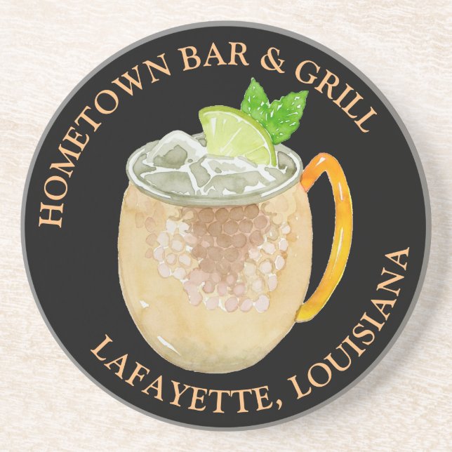 Moscow Mule Cocktail Personalised Coaster (Front)