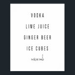 Moscow Mule Cocktail Recipe Poster<br><div class="desc">Moscow Mule Cocktail Recipe</div>