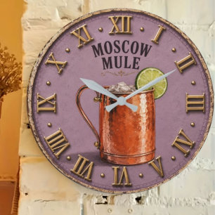 Moscow Mule Copper Mug Cocktail Bar Decor Large Clock