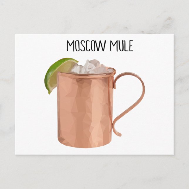 Moscow Mule Copper Mug Low Poly Geometric Design Postcard (Front)
