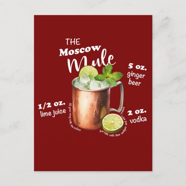 Moscow Mule Recipe Bar Art Postcard (Front)