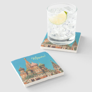 Moscow Red Square St Basil's Russia Architecture Stone Coaster