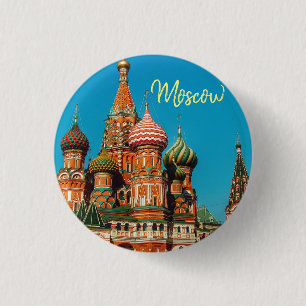 Moscow Red Square St Basil's Russia Button Pin