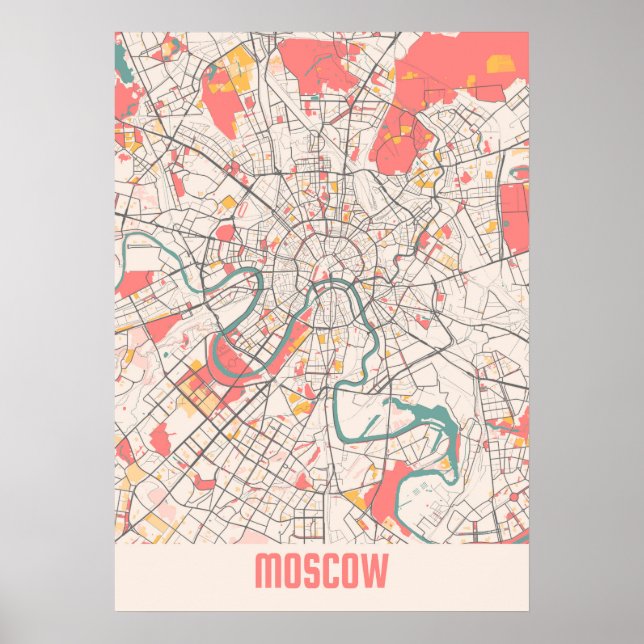 Moscow - Russia Chalk City Map Poster (Front)