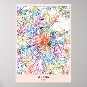 Moscow Russia City Map Poster