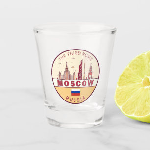 Moscow Russia City Skyline Emblem Shot Glass