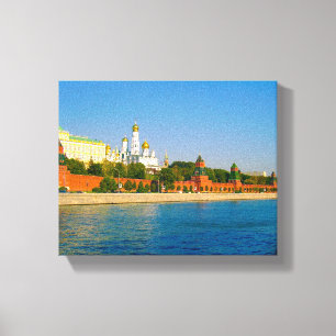 Moscow Russia Kremlin Architecture Moskva River Canvas Print
