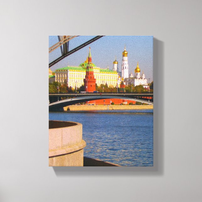 Moscow Russia Kremlin Architecture Moskva River Canvas Print (Front)