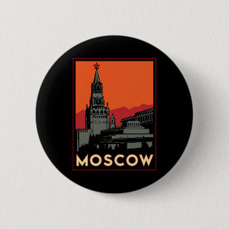 moscow russia kremlin art deco retro travel 6 cm round badge