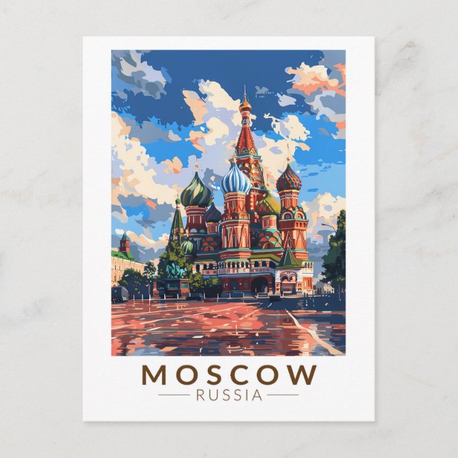 Moscow Russia Red Square Travel Art Vintage Postcard (Front)