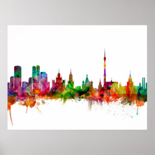 Moscow Russia Skyline Poster