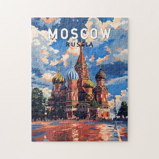 Moscow Russia Travel Art Vintage Jigsaw Puzzle (Vertical)