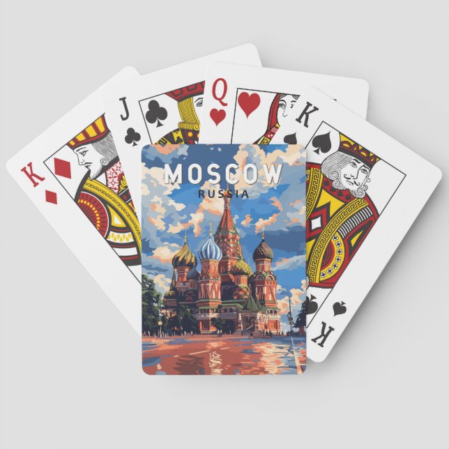 Moscow Russia Travel Art Vintage Playing Cards (Back)