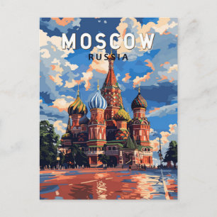Moscow Russia Travel Art Vintage Postcard