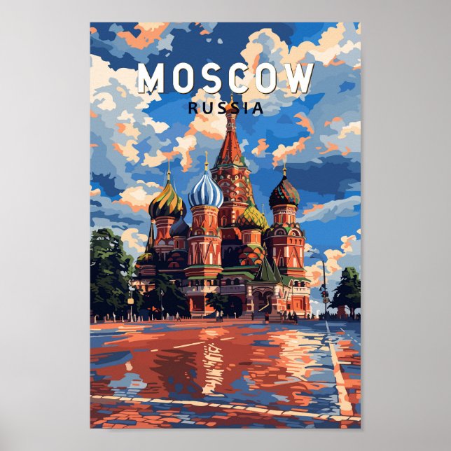 Moscow Russia Travel Art Vintage Poster (Front)