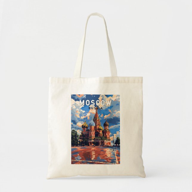 Moscow Russia Travel Art Vintage Tote Bag (Front)