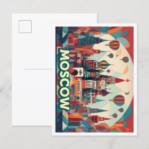 Moscow Russia Travel artistic colourful Postcard