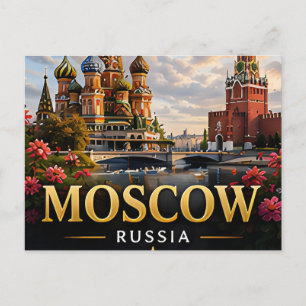 📍 Moscow Russia Travel Keepsake City Travelers Postcard