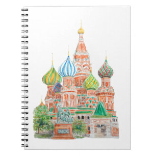 Moscow Saint Basil's Cathedral watercolor on backg Notebook