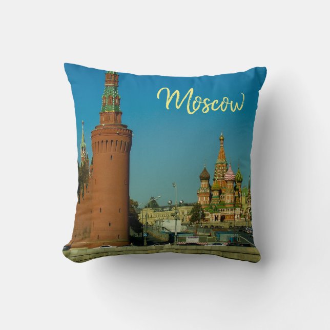 Moscow St Basil's Cathedral Red Square Kremlin Cushion (Front)
