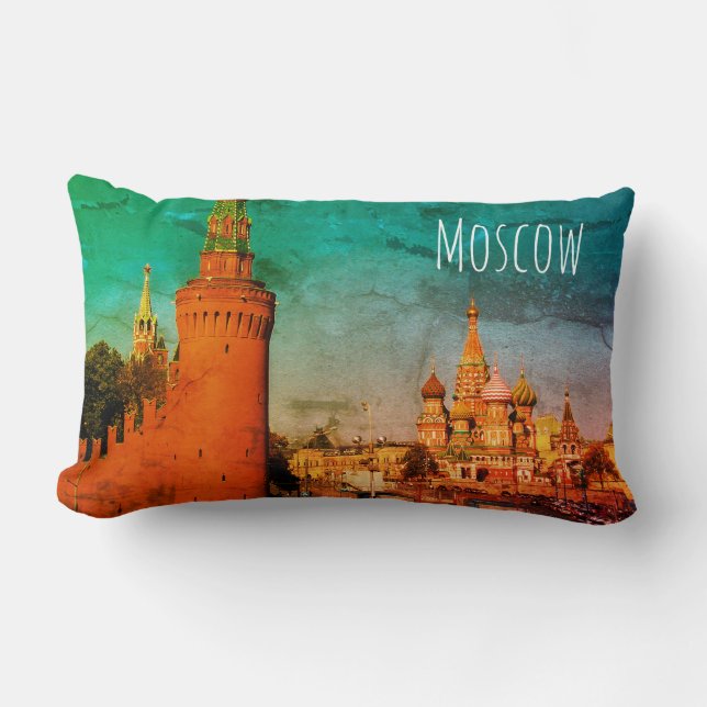Moscow St Basil's Cathedral Red Square Kremlin Lumbar Cushion (Front)