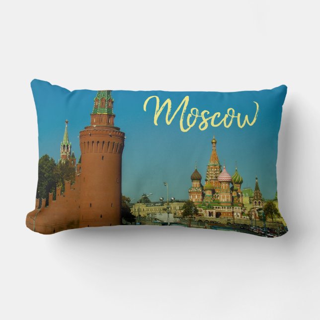 Moscow St Basil's Cathedral Red Square Kremlin Lumbar Cushion (Front)