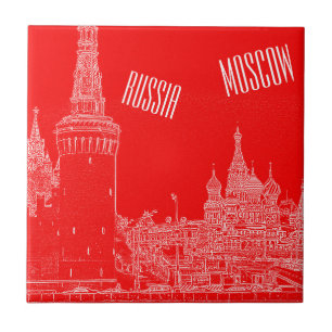 Moscow St Basil's Cathedral Red Square Sketch Tile