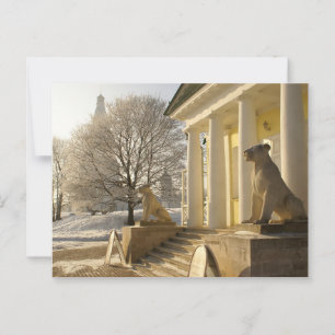 Moscow. Winter. lion sculpture. Advice Card