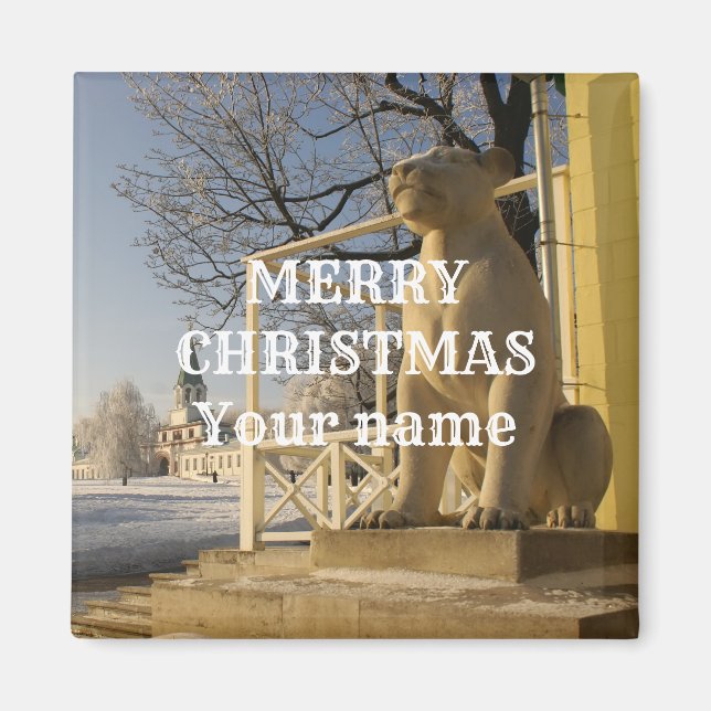 Moscow. Winter. lion sculpture Magnet (Front)